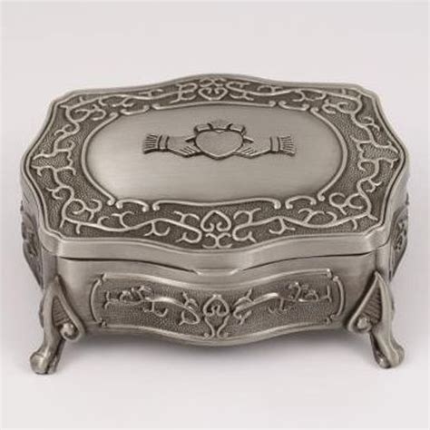 metal box with claddagh ring design|Claddagh Jewelry Box by Mullingar Pewter .